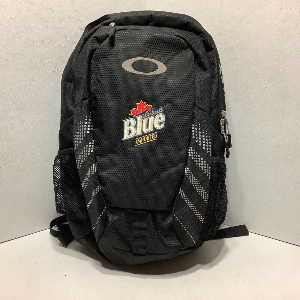 Oakley #92604 Backpack Black Labatt Blue Imported Embordered Front 18" x 12"