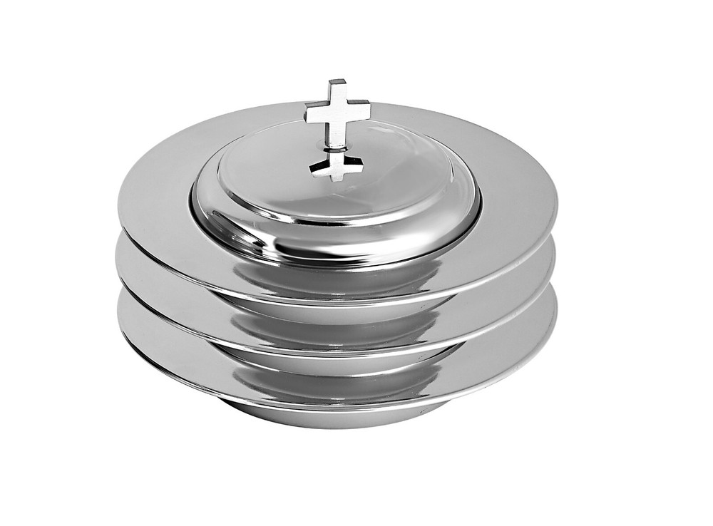 3 Stackable Communion Bread Plate Set | Stainless Steel – Shiny Mirror Finish