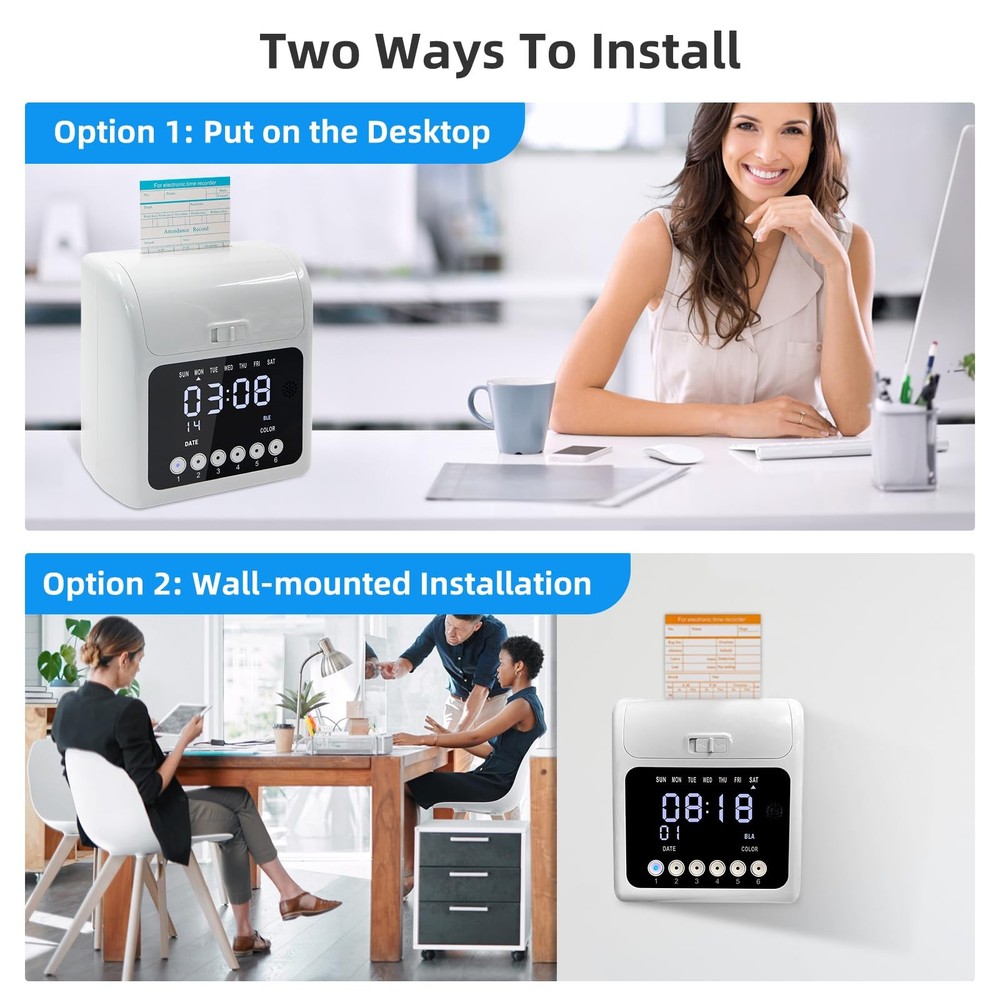 Time Clock with Passcode, Auto-Align Time Clocks for Small Business, Time Clo...