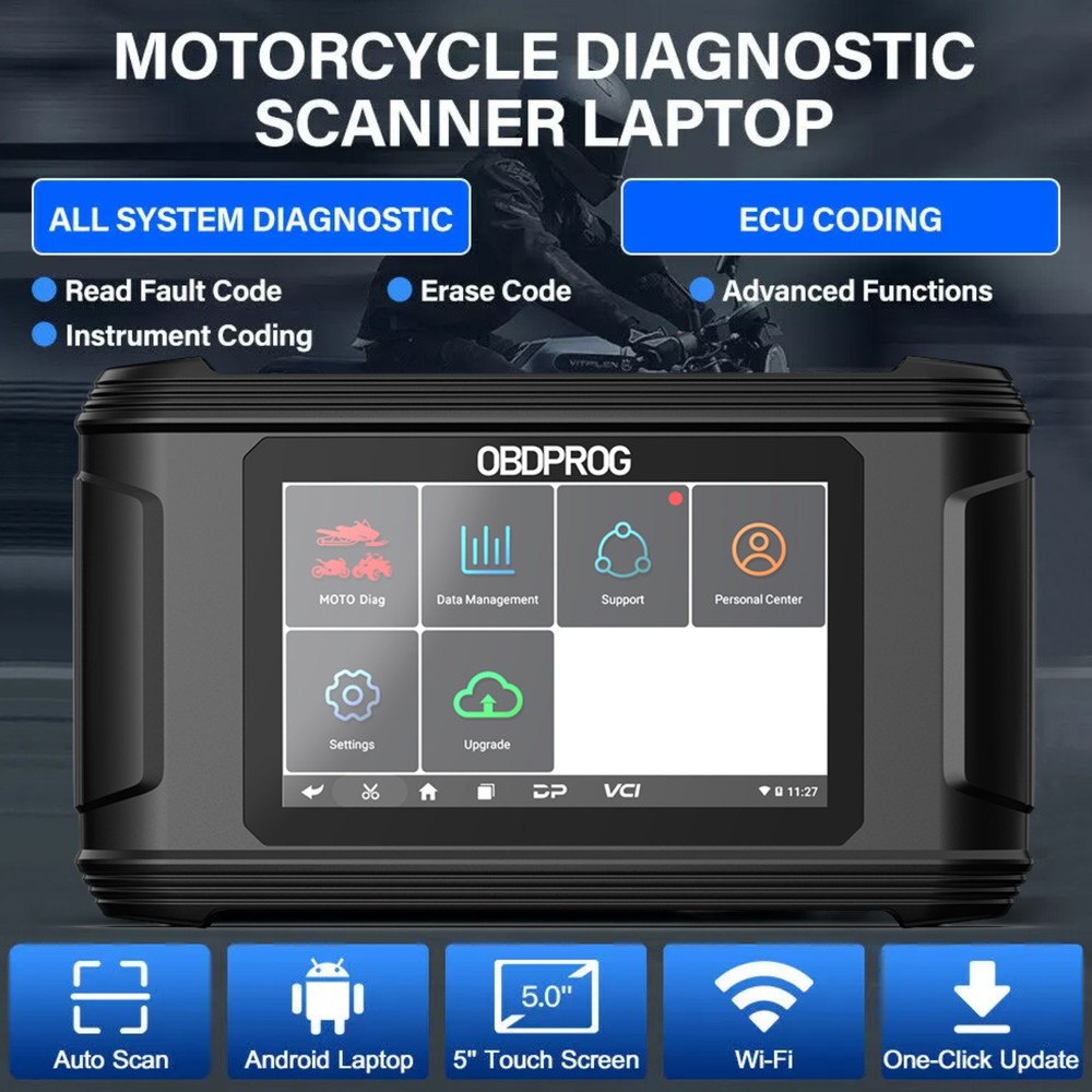 Motorcycle OBD2 Scanner All System Diagnostic Code Reader Idle Adjustment Reset