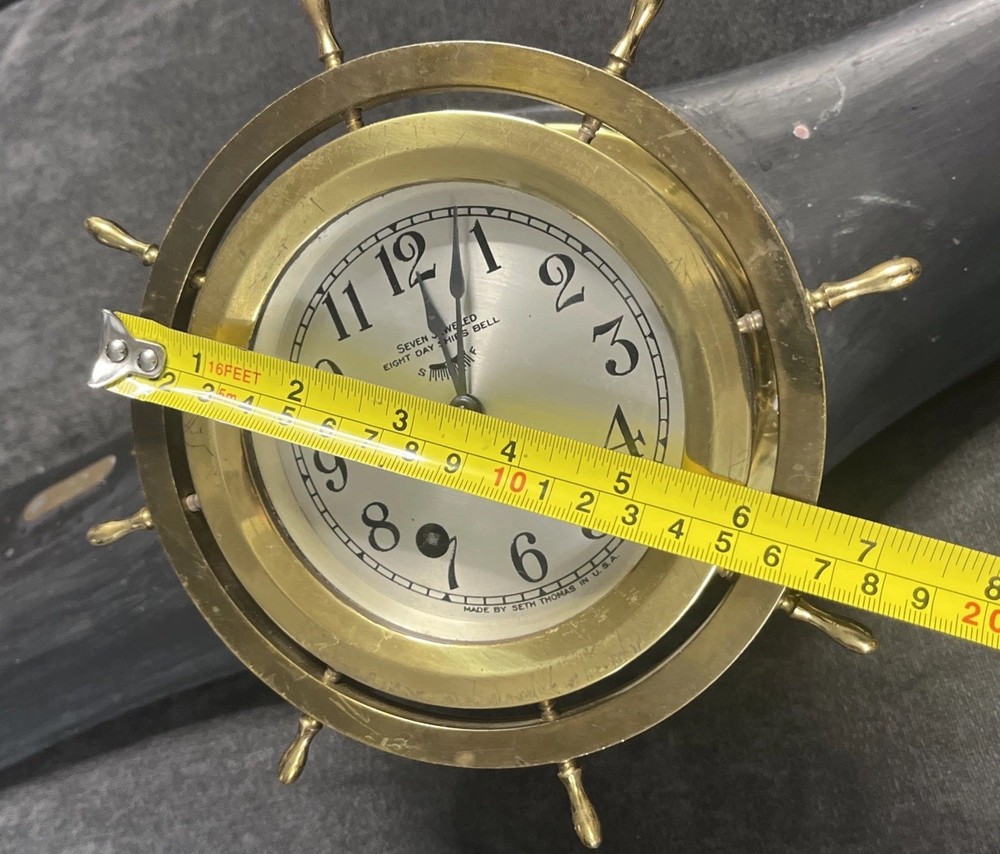 Seth Thomas Round Clock Mounted On A Piper Propeller.