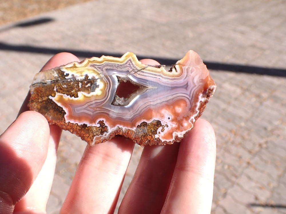 Rare Solid Laguna Agate Rainbow colors Lapidary Slab Parallax