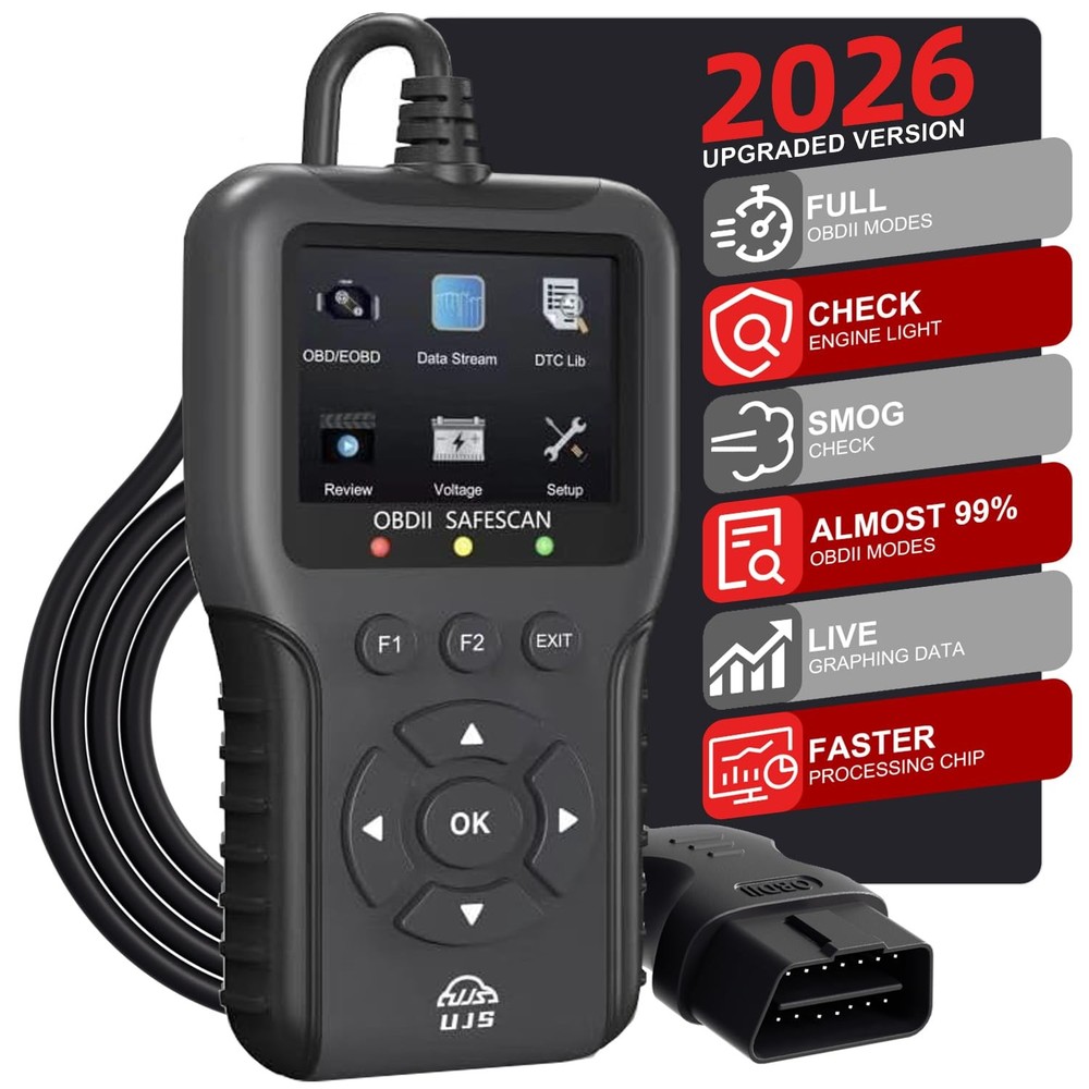 UJS 2026 Enhanced Universal OBD2 Scanner, Check Engine Code Reader - Black