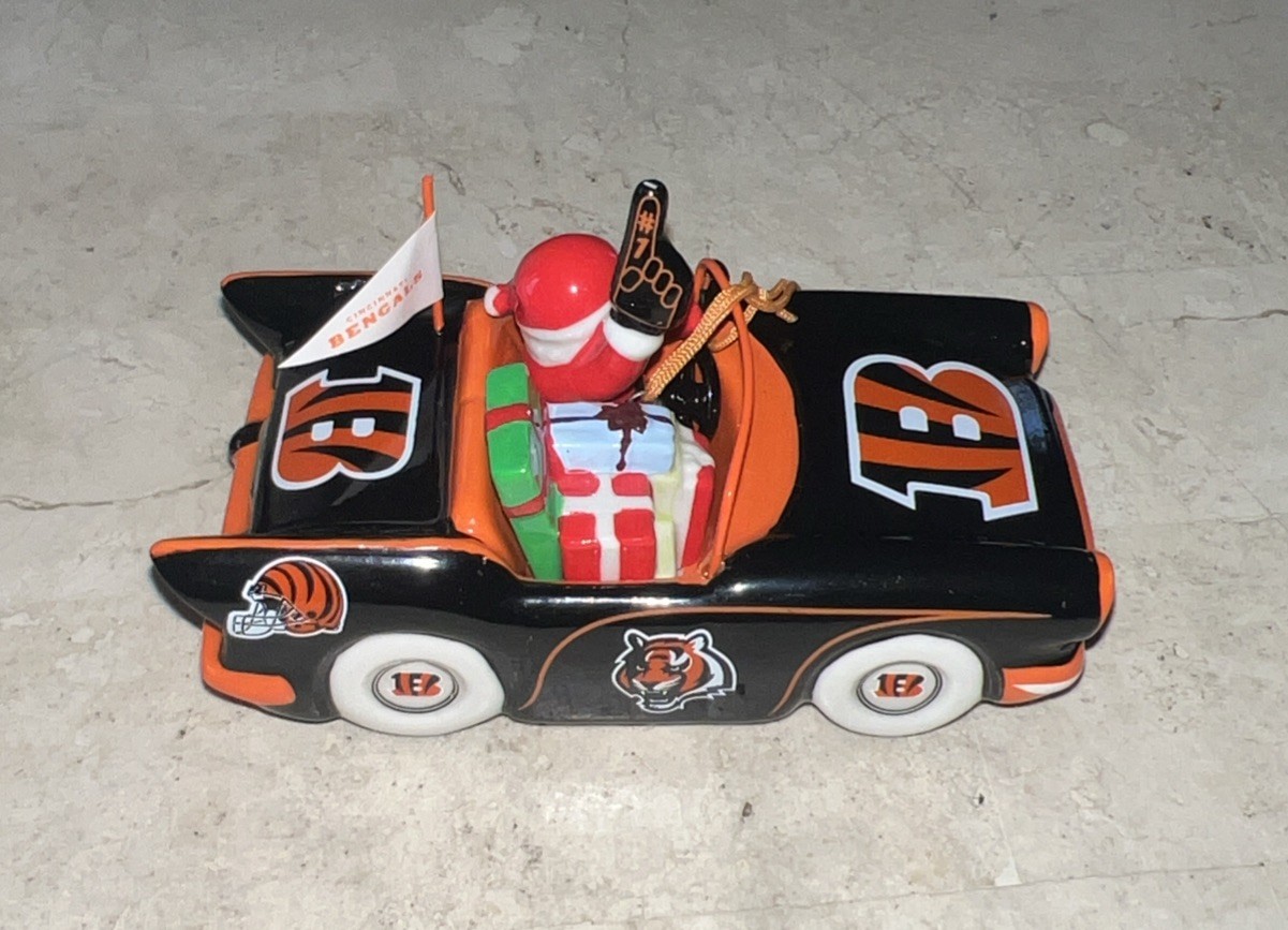 The Danbury Mint Cincinnati Bengals Porcelain Victory Car Christmas Ornament
