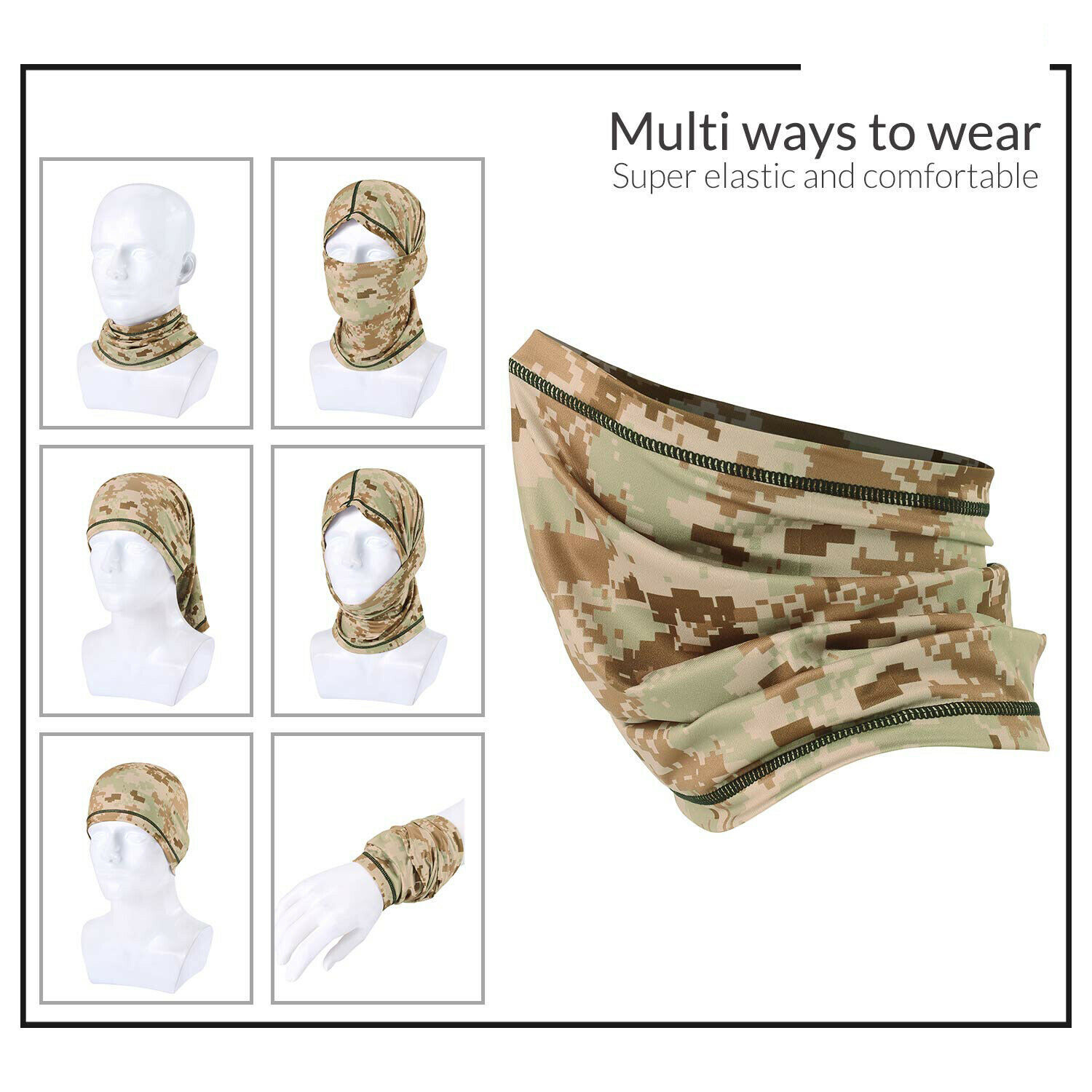 Tactical Camo Neck Gaiter Face Mask Scarf Breathable Bandana Cover Balaclava US