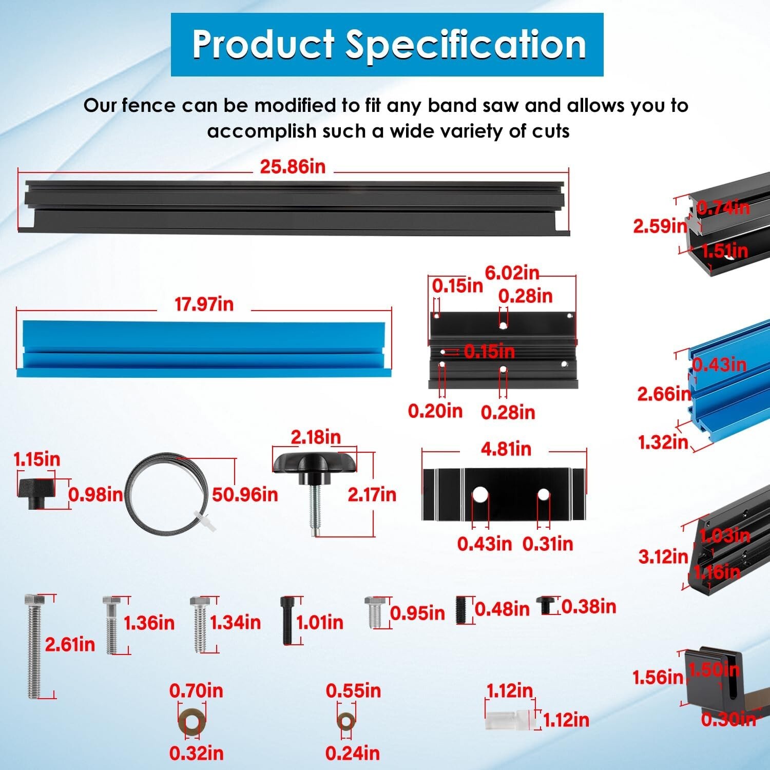 KMS7200 Bandsaw Fence for Most 14 Inch Band Saws, for Jet Delta General Grizzly