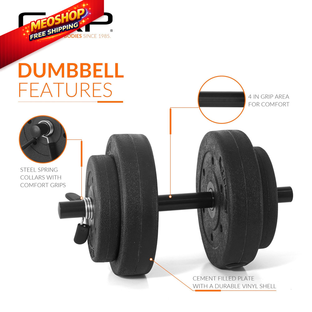 CAP Barbell 40-Pound Adjustable Cement Dumbbell Set – Versatile Medium, Black