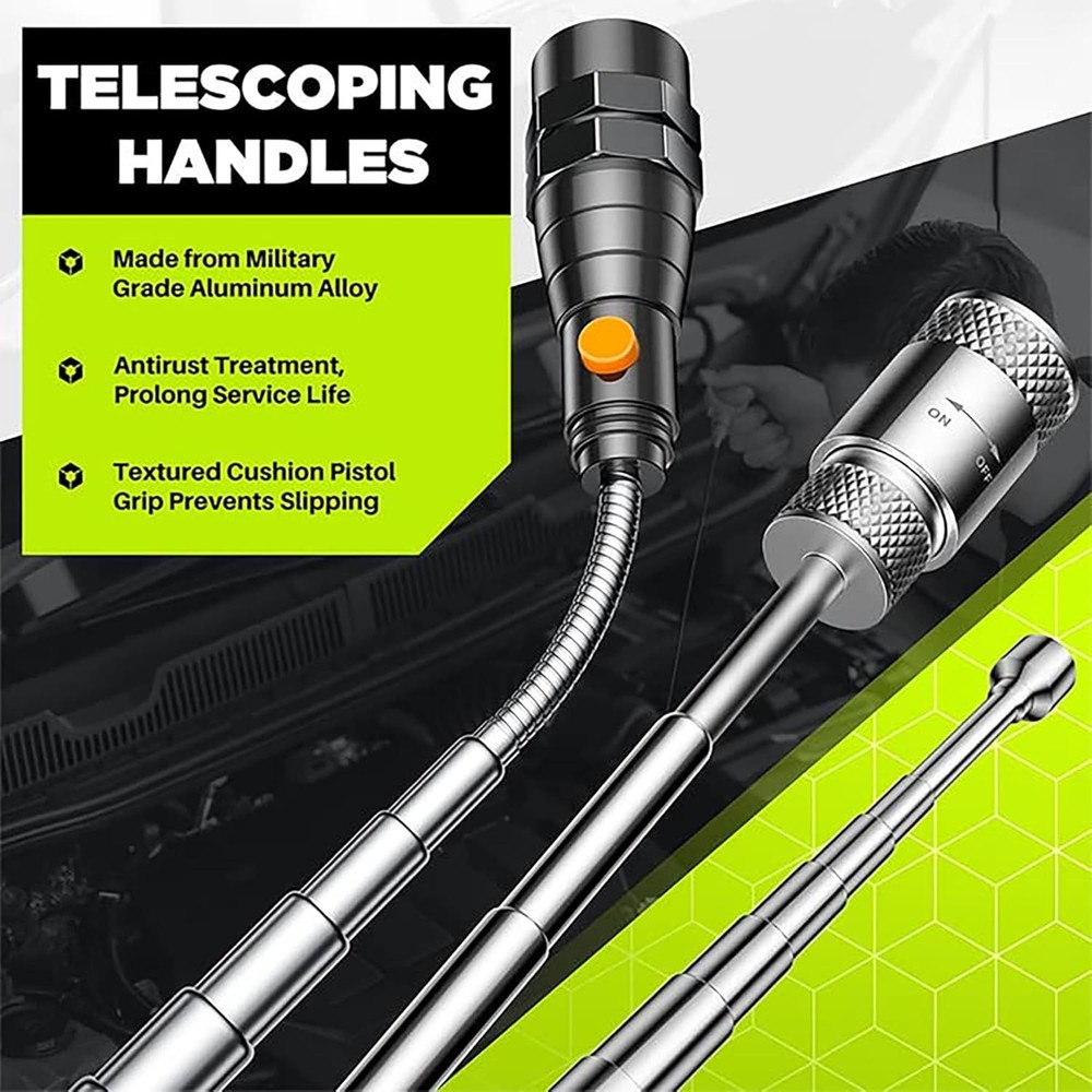 Telescoping Magnetic Pickup Tool Set, Inspection Mirror Telescoping, LED Flashli