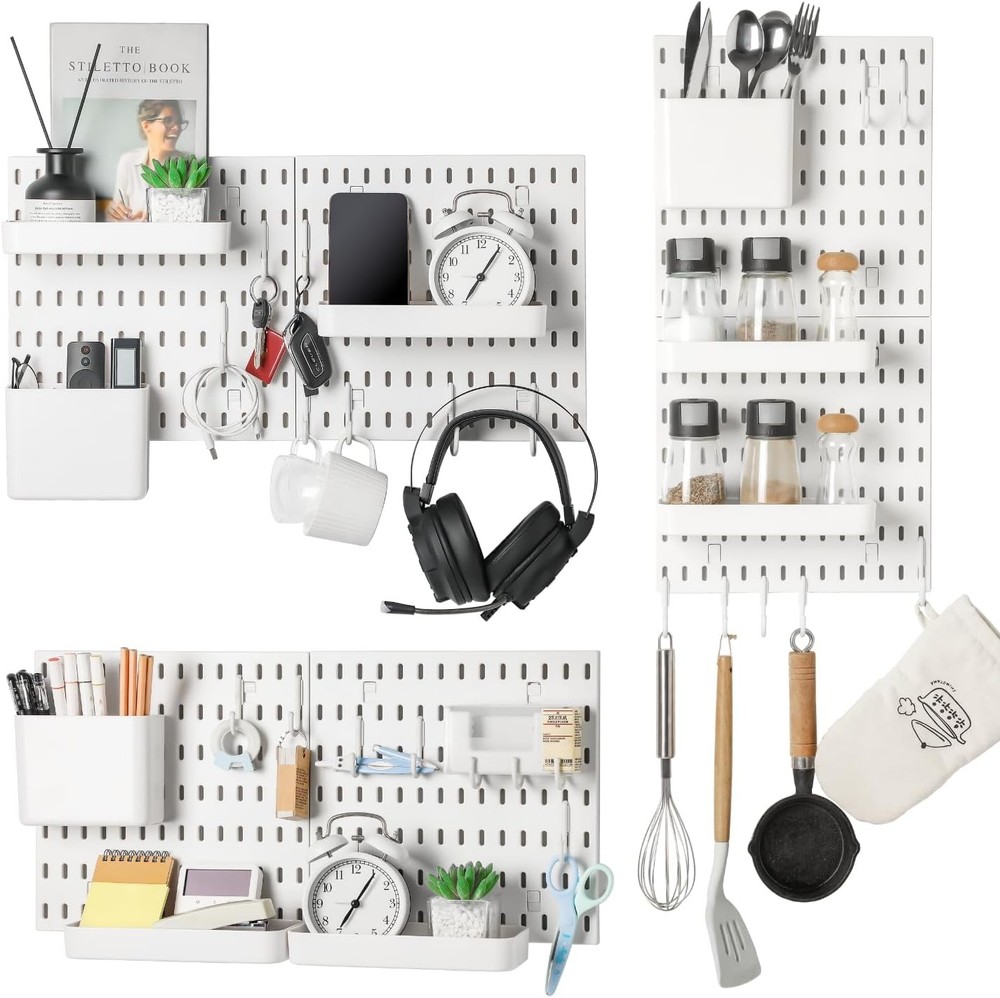 Keepo Peg Board Organizer Accessories, With Small to Medium, White