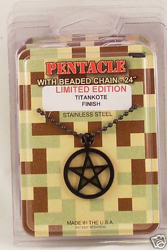 GI JEWELRY - U.S Military, BLACK PENTACLE PENDANT Titan Kote Subdued Finish