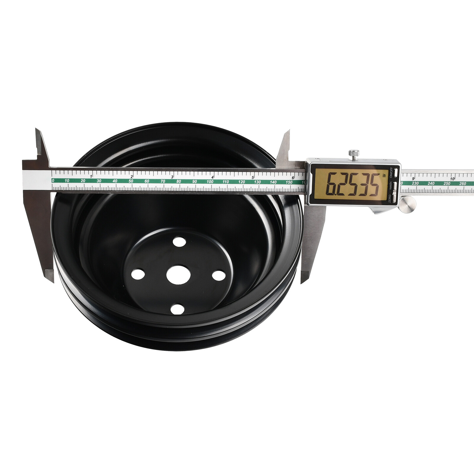 For Small Block Chevy SBC 350 Black Double Groove Steel Long Water Pump Pulley