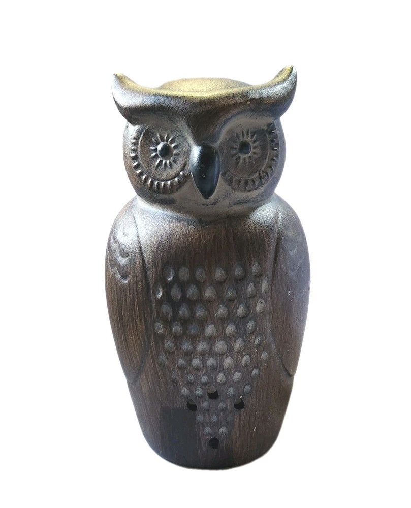 Wooden Carved Owl Candle Holder