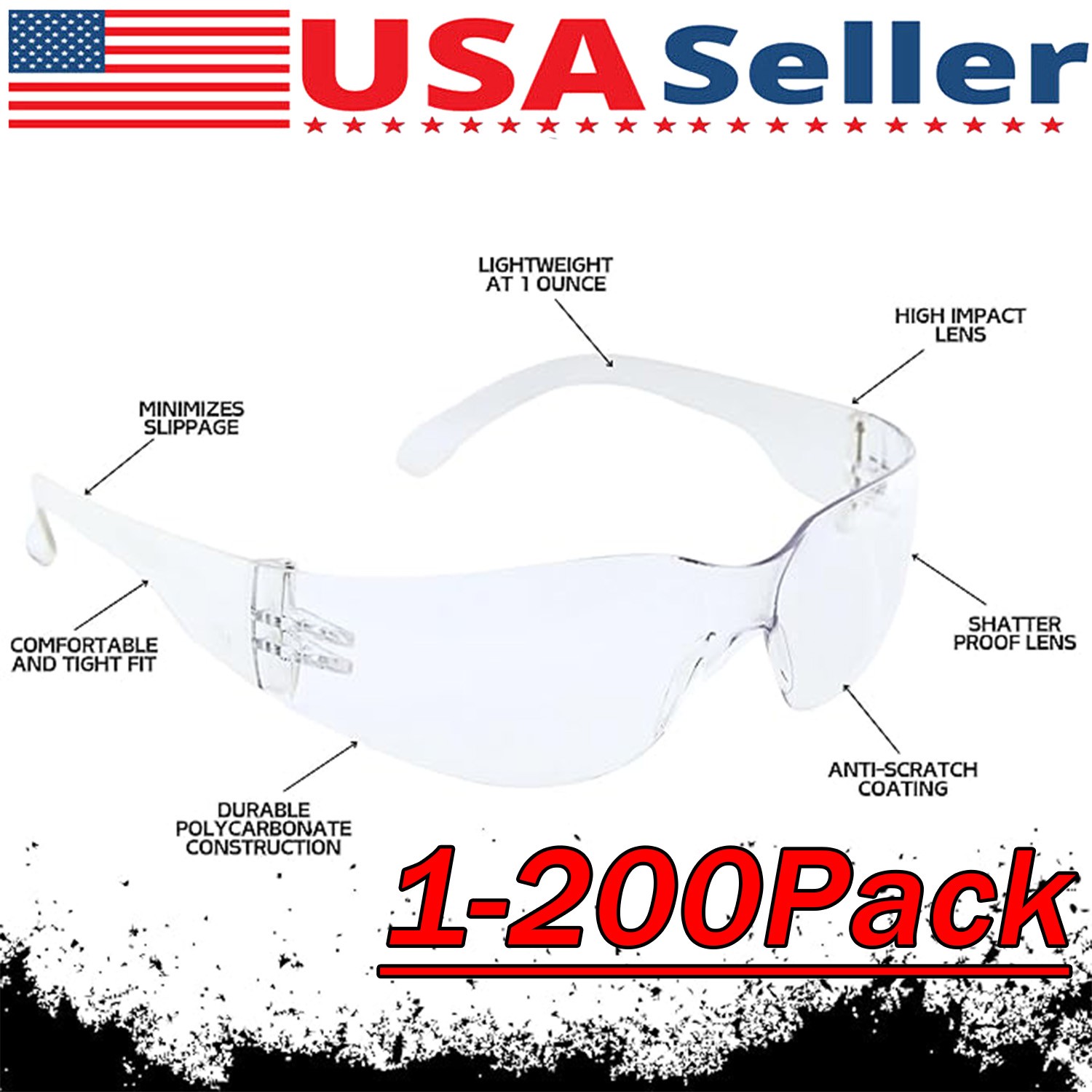 20 PAIR PACK Protective Safety Glasses Clear Lens Work UV ANSI Z87 Lot of 12