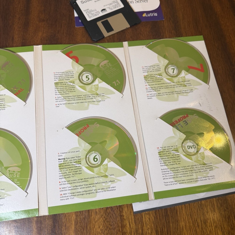 Suse Linux 7.1 Professional And Personal (CD-ROM, 2001) Big Box Vintage Software