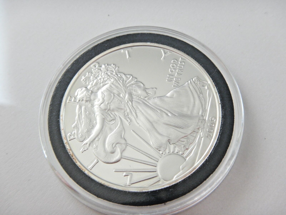 2009 DC Proof Overstrike 1oz Mint State Silver Eagle $1 Daniel Carr