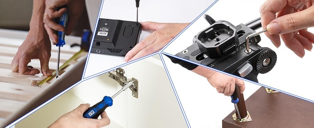Proer Magnetic Screwdriver Set, Multi-pose Slotted/