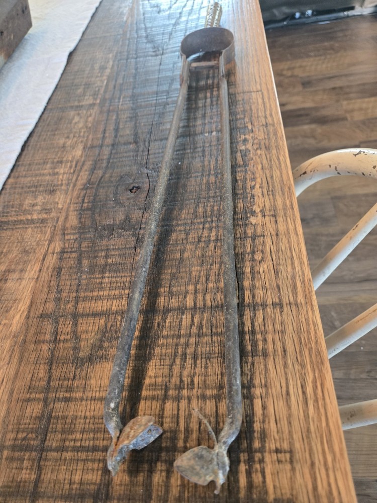 Vintage Log Or Blacksmith Tongs. Brass Handle.