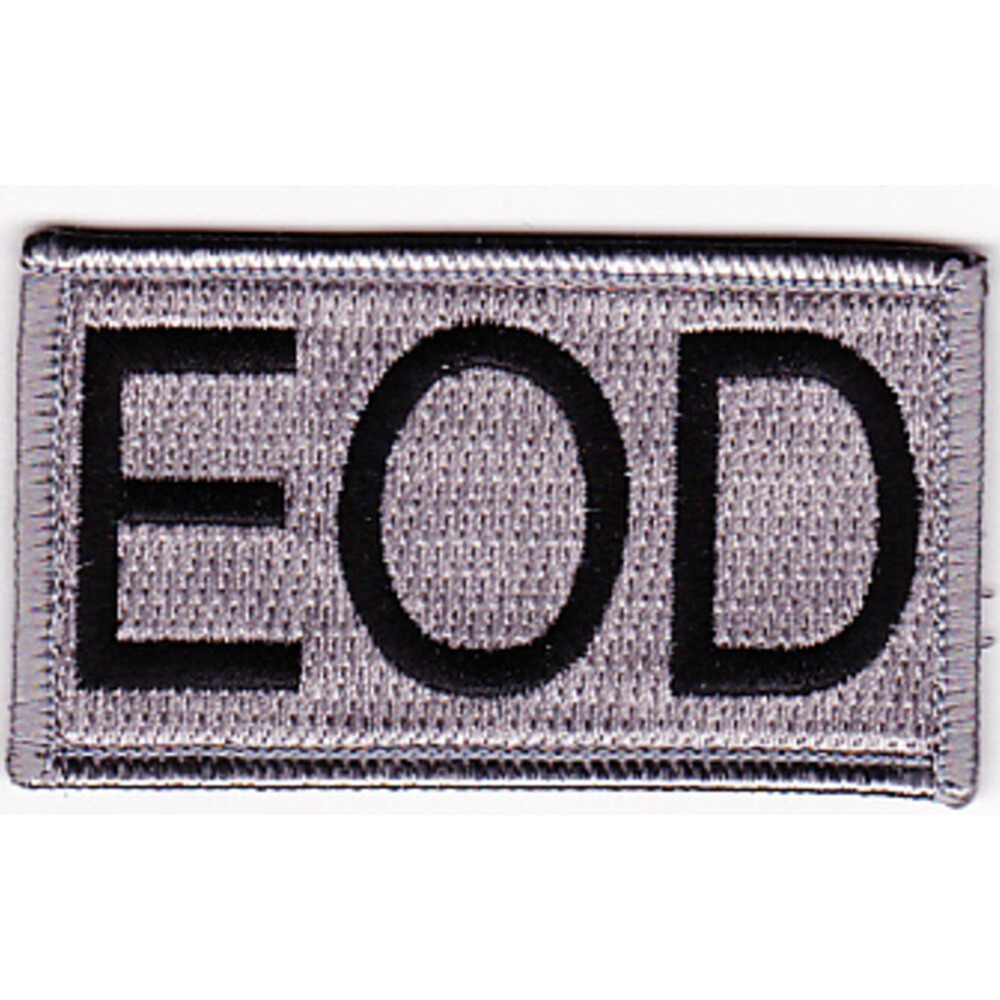 Explosive Ordnance Disposal Tab EOD Silver Patch Hook And Loop