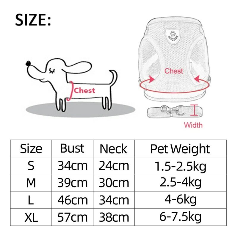 Mesh Padded Soft Puppy Pet Dog Harness Breathable Comfortable Many Colors S M L