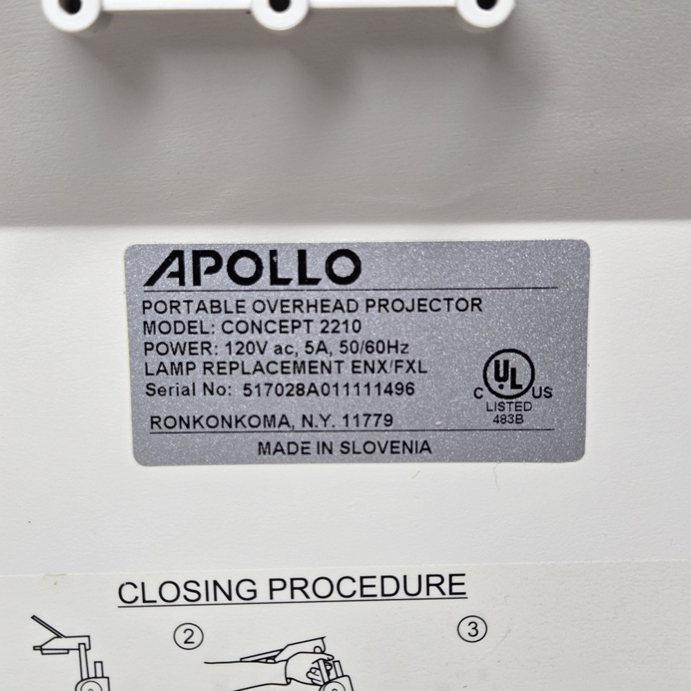 Apollo Concept 2210 Portable Overhead Projector Folding Viewfoil