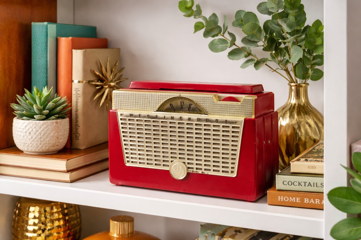 Vintage Westinghouse H409P4 Red Portable Tube Radio Mid Century Atomic Retro