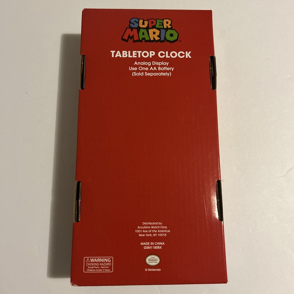 Retro Nintendo Super Mario Tabletop Clock Battery Powered