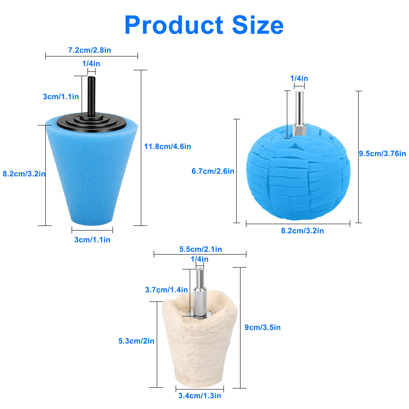 Car Polisher Kit, 7Pcs Wheel Buffing Polishing Sponge Ball for Wheel Hub Care