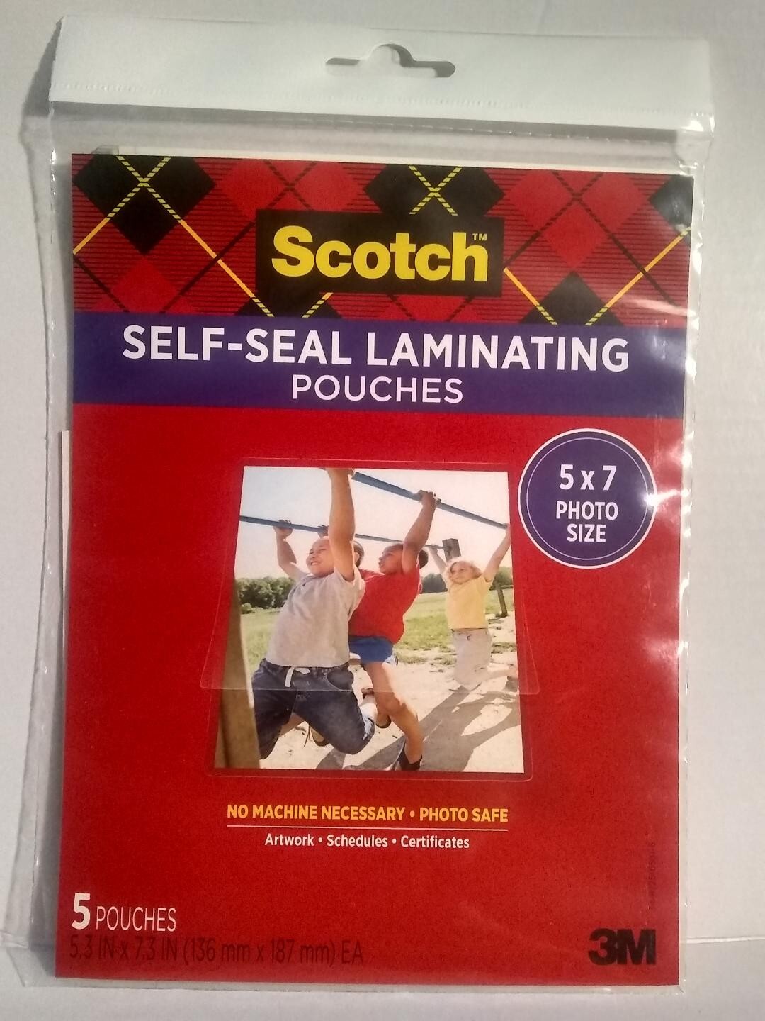Scotch 3M Self-Sealing Laminating Pouches - 5"x 7" Document/Photo Size - 5 Pack