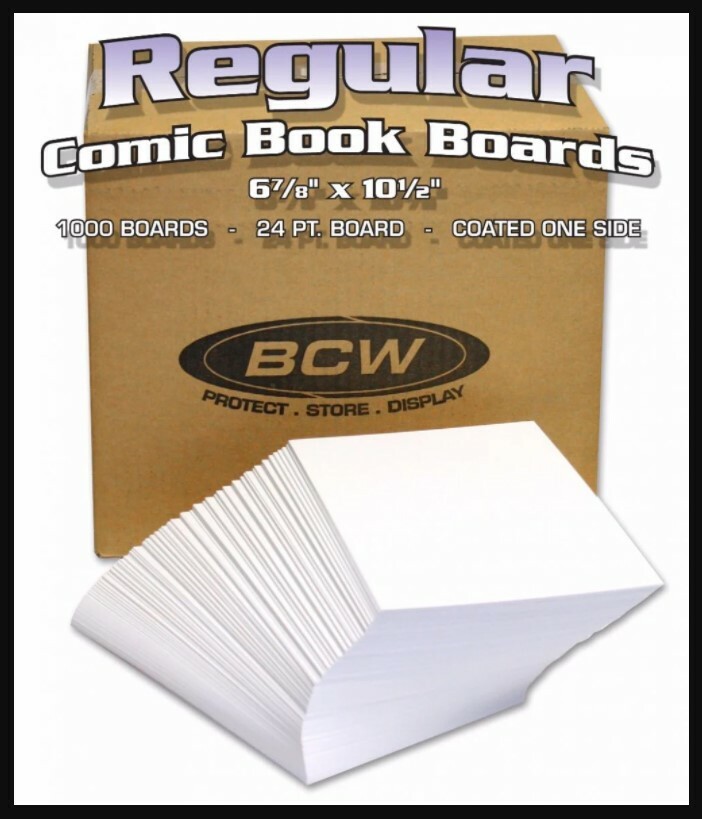 1000 BCW Regular Comic Backing Boards Wrapped Acid Free Long Term Storage