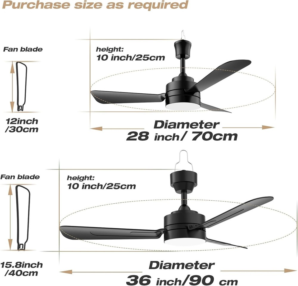 28" Modern Fan Lights Flush Mount LED Ceiling Light kit With Remote APP Control