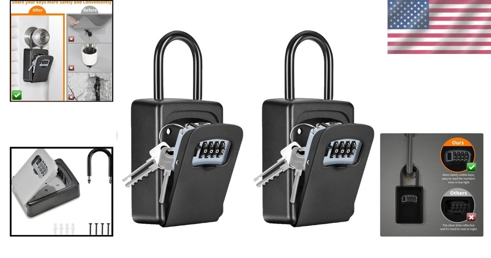 Portable Wall Mounted Lock Box - 5 Key Capacity