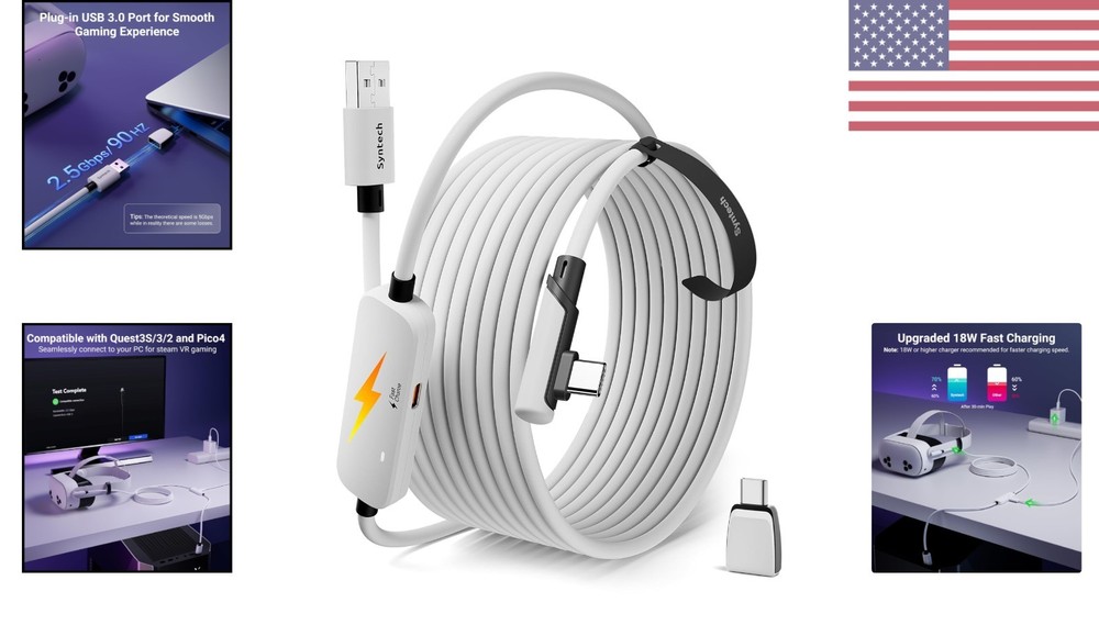 Enhanced 16FT USB 3.0 Link Cable for Oculus/Meta Quest - Versatile Charging