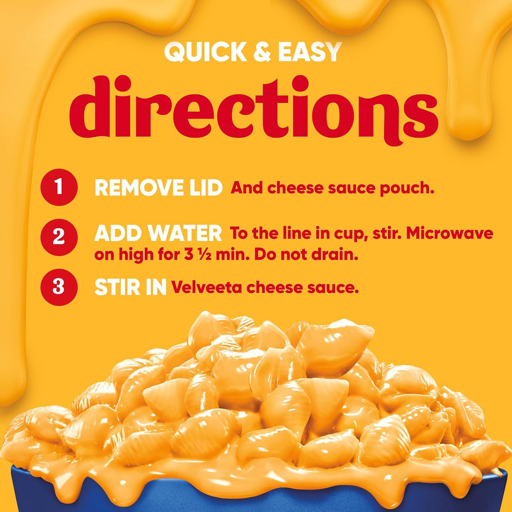 Shells & Cheese Original Microwaveable Shell Pasta & Cheese Sauce, 8 Ct Box, 2.3
