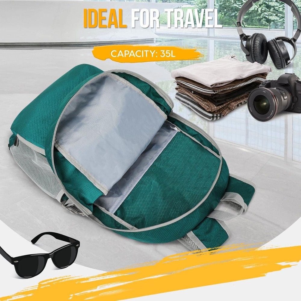 ZOMAKE Lightweight Packable Backpack 35L, Light Foldable Backpacks Water Resi...