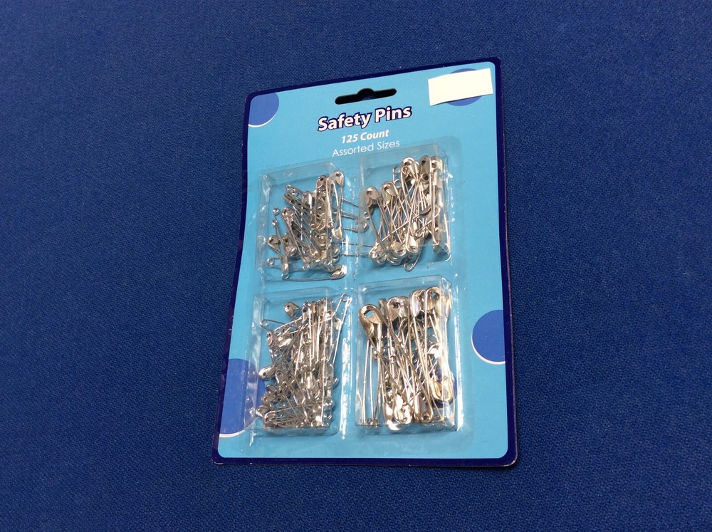 Safety Pins, assorted sizes,  125 count