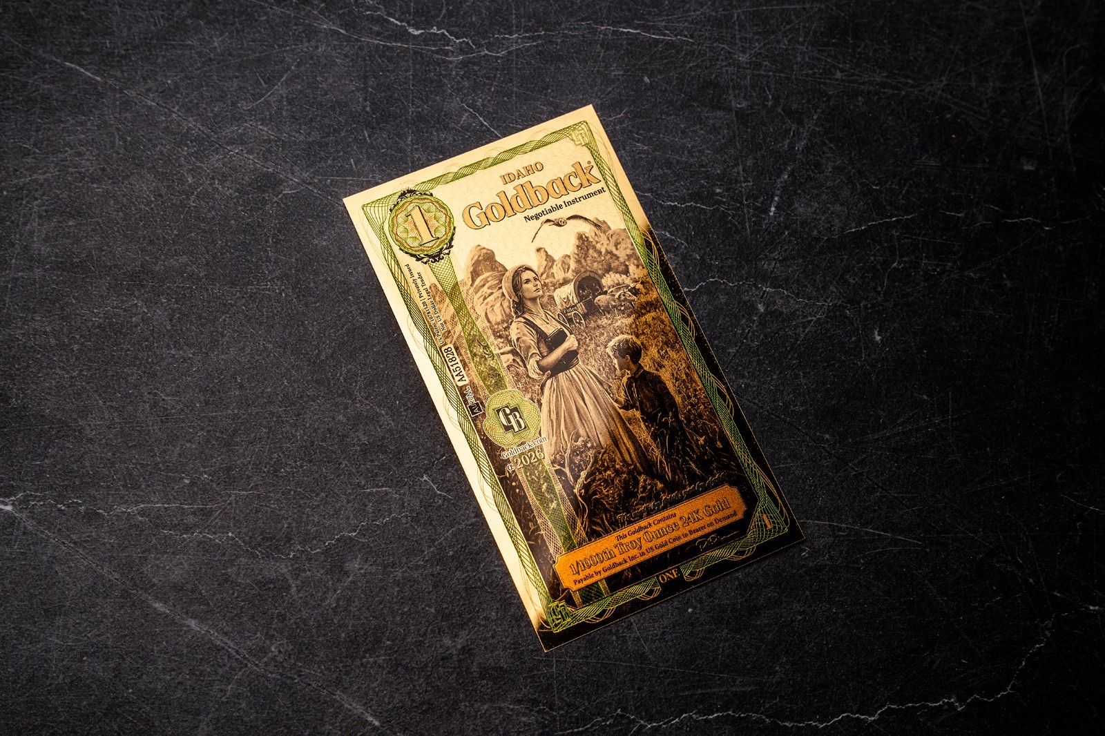 2026 - 1 IDAHO Goldback Aurum Gold Foil Note 1/1000 oz 24kt .999 Fine PRESALE