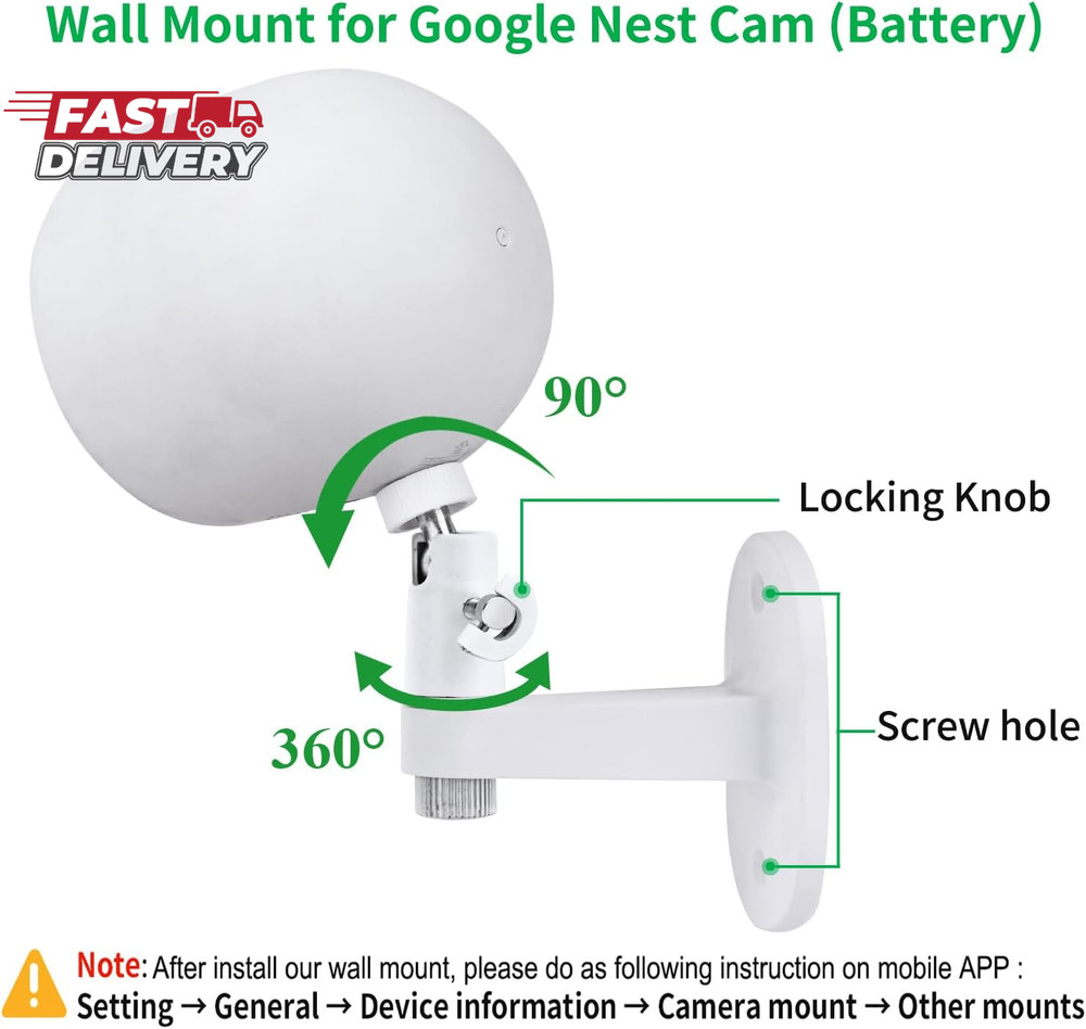 2Pack Adjustable Security Wall Mount Bracket for Google Nest Cam Outdoor or Indo