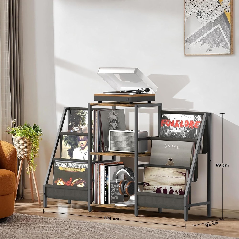 Record Player Stand with Vinyl Storage, Record Player Table with Vinyl Record...