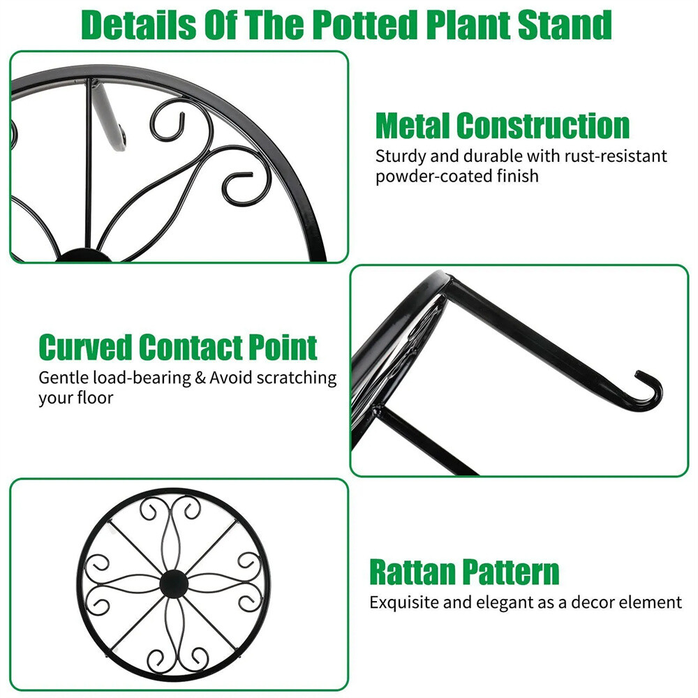 5 Pack Metal Plant Stand Heavy Duty Flower Pot Stands For Outdoor Indoor Plants