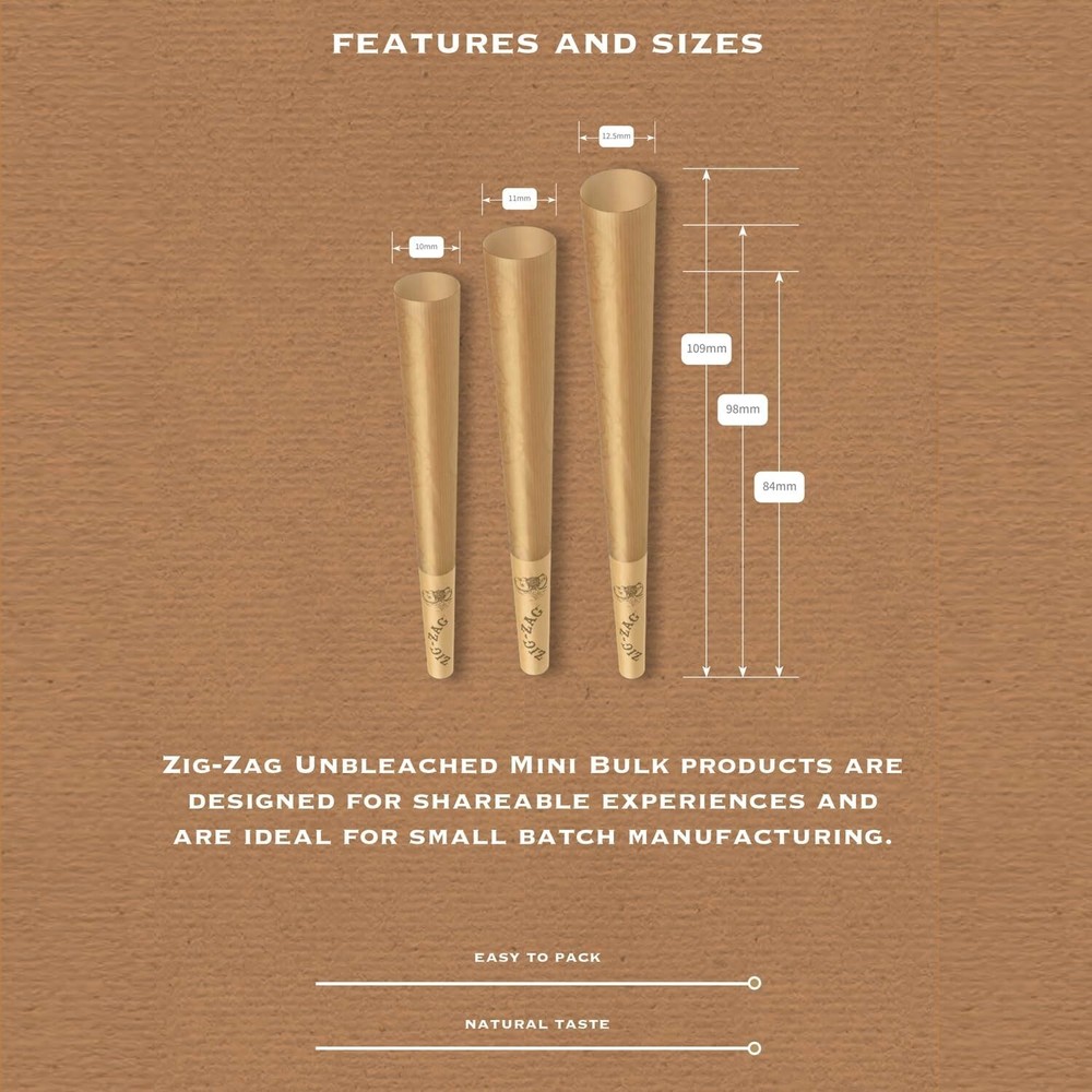 Zig-Zag Pre Rolled Cones Unbleached 1 1/4 Size (100 Cones) Rolling Papers