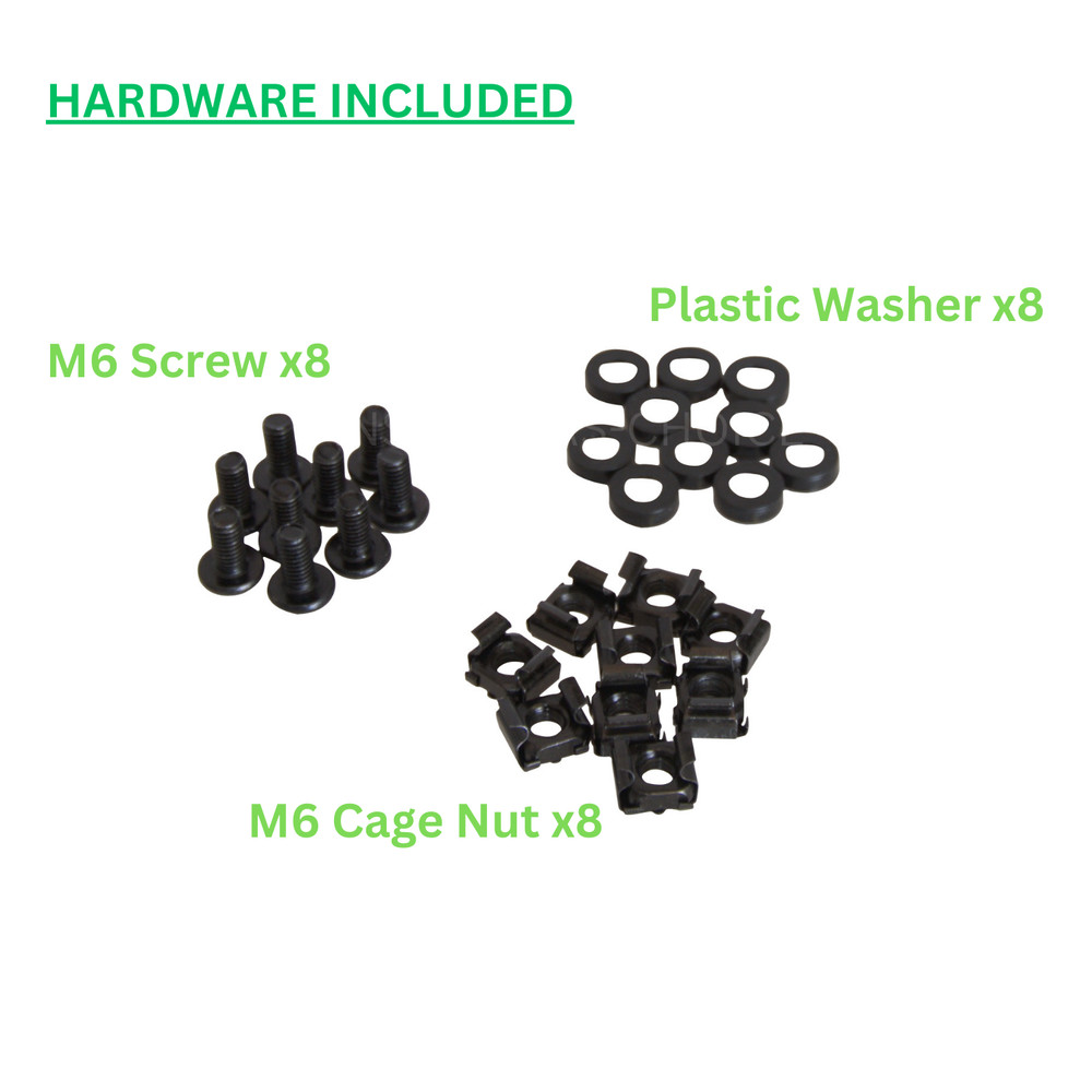 Fixed Rack Vented Server Shelf 1U 19" 4-Post Adjustable Depth 17" to 33", Black