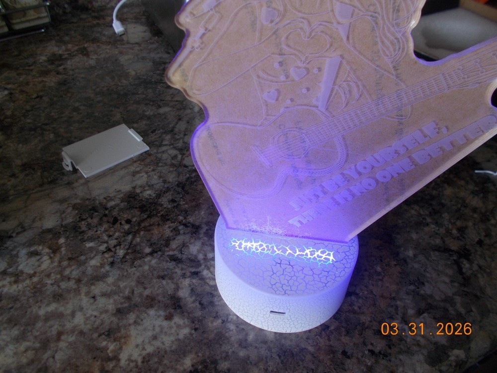 Unused 3D Creative Visualization Lamp Night Light with Remote "Just Be Yourself"