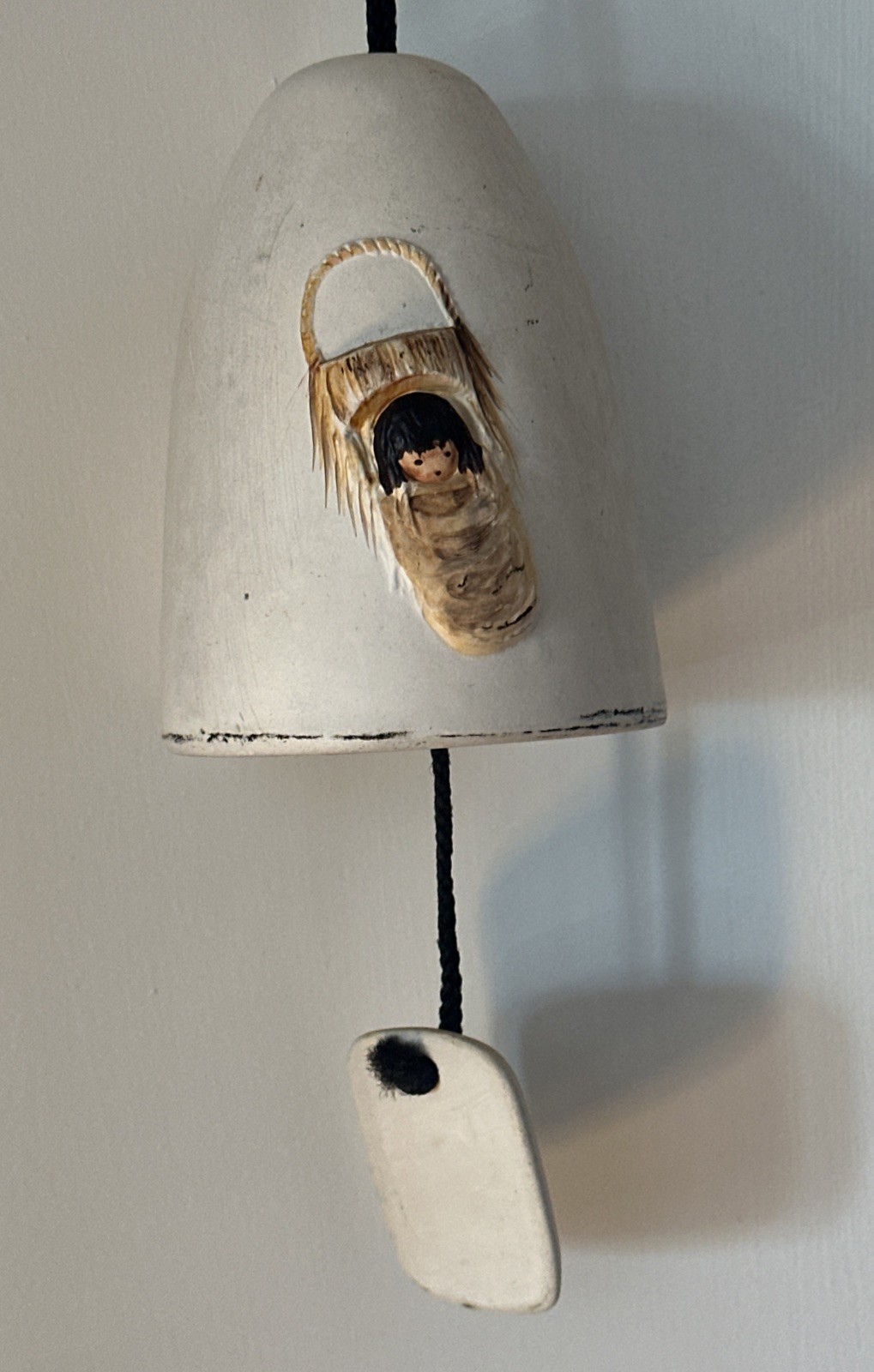 Vintage De Grazia Clay Pottery Wind Bell Chime Indian Mother/ Children