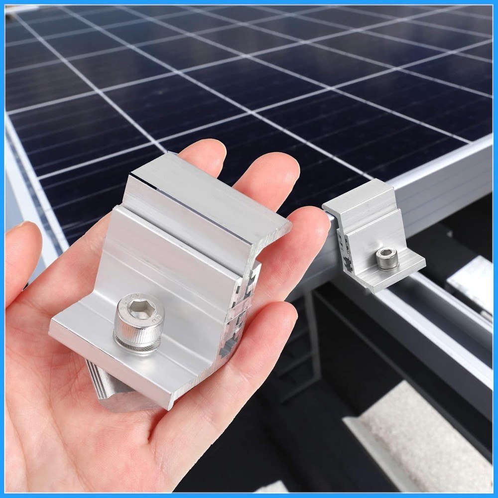 28 Pack Solar Panel End Clamp Mounting Z Bracket Mid Clamps