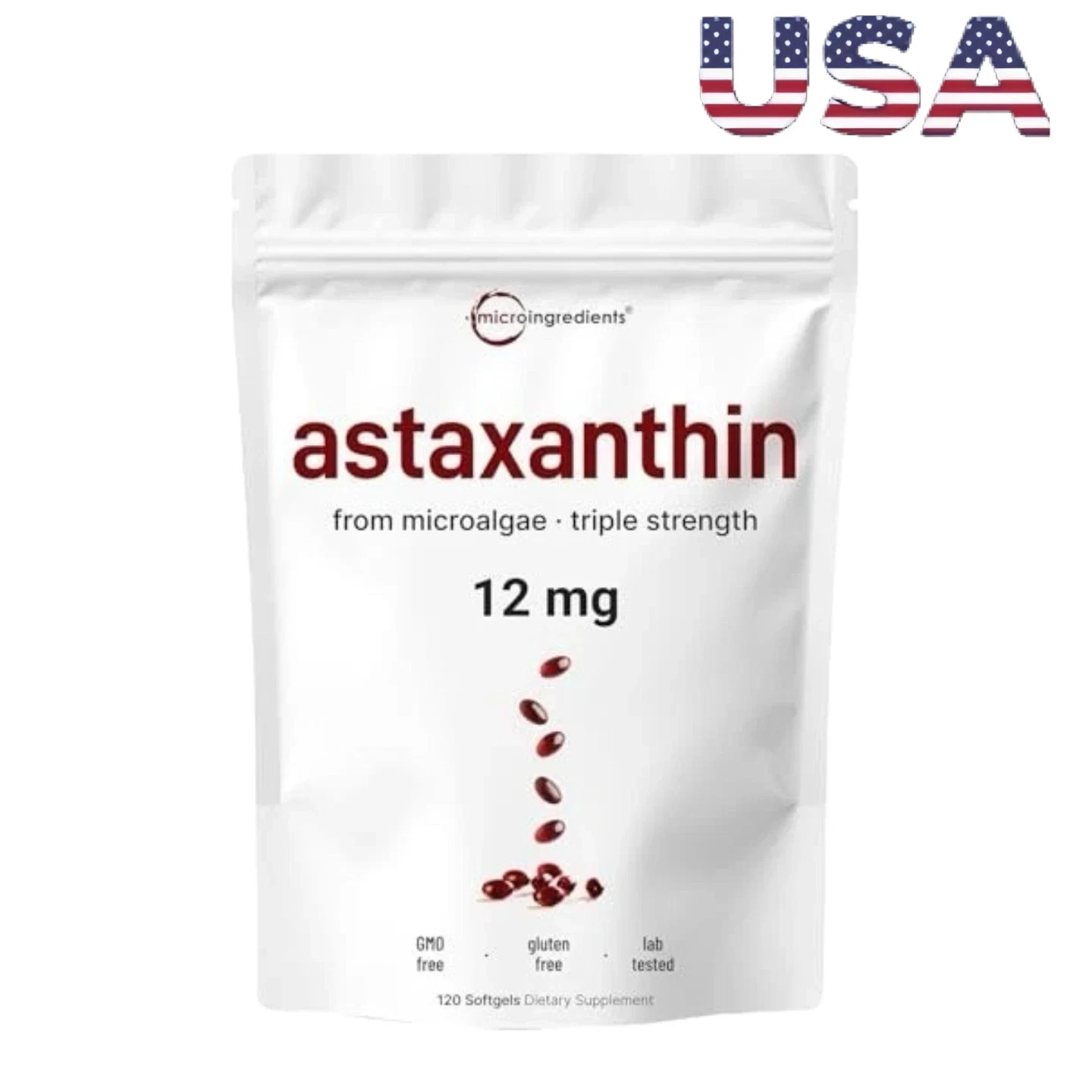 2 Pack | Astaxanthin 12mg, 120 Softgels, 4 Month Supply-NEW FREE SHIPPING