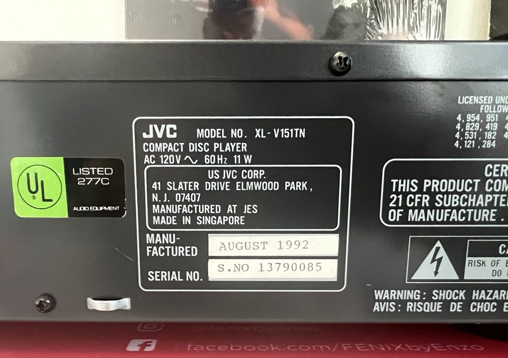 JVC XL-V151 Single Compact Disc Player, Serviced