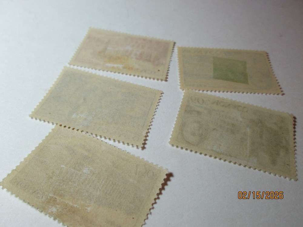 FIVE [5] "MONACO STAMPS. 1945-49, MLH.