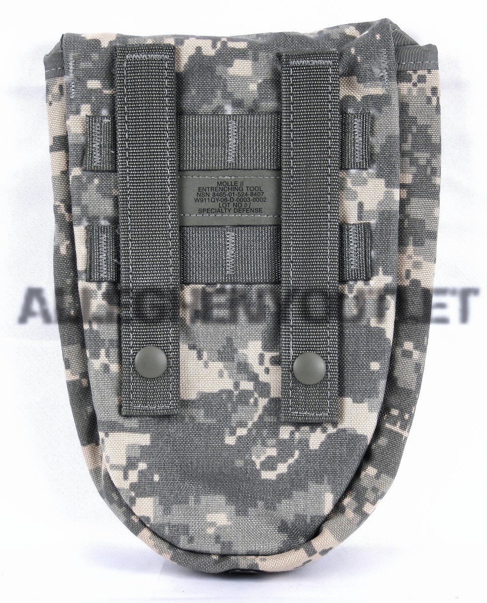 USED USGI Digital MOLLE II Entrenching Tool, E-Tool Carrier Pouch ACU Camo GC
