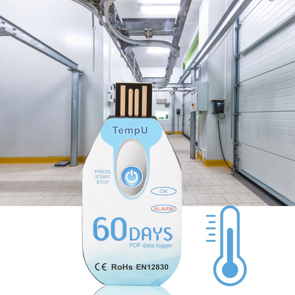 Temperature Data Logger Single Use PDF Report USB Port 10000 Points
