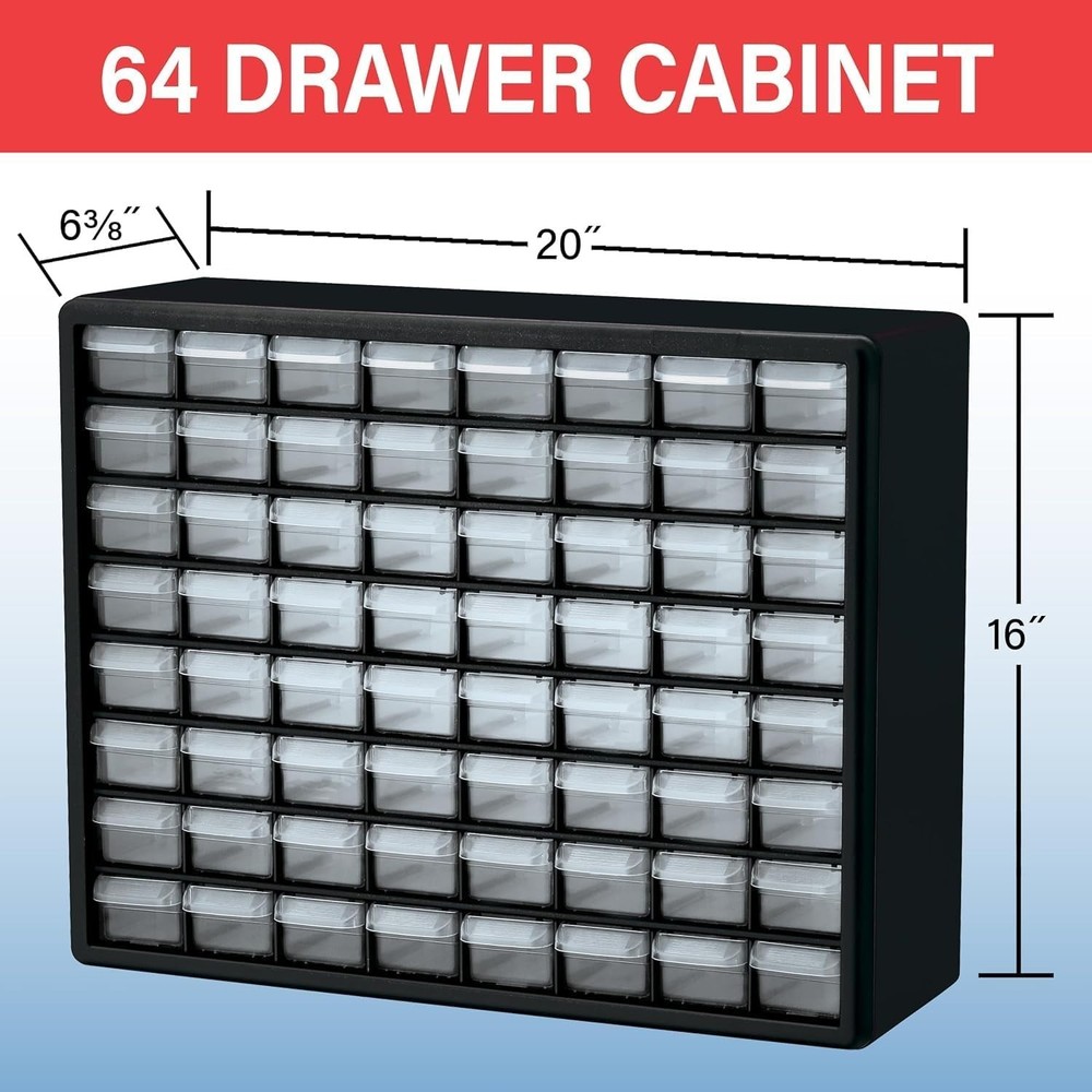 64‑Drawer Plastic Storage Cabinet, Black, Garage & Multi‑Use Organizer